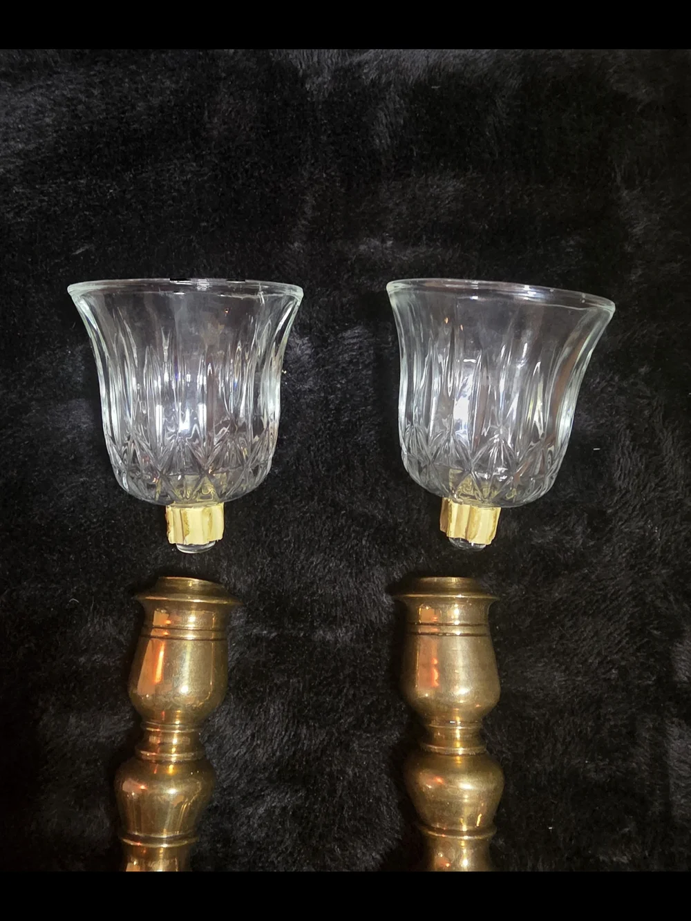 Vintage Solid Brass Candle Holders W Made In USA Glass Votives